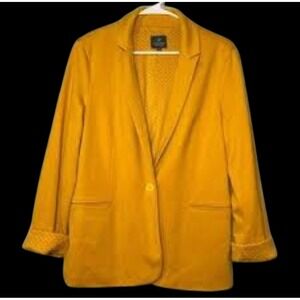 Adrianna Papell Womens ‎ Blazer Button  Jacket Yellow  Mustard Size Medium